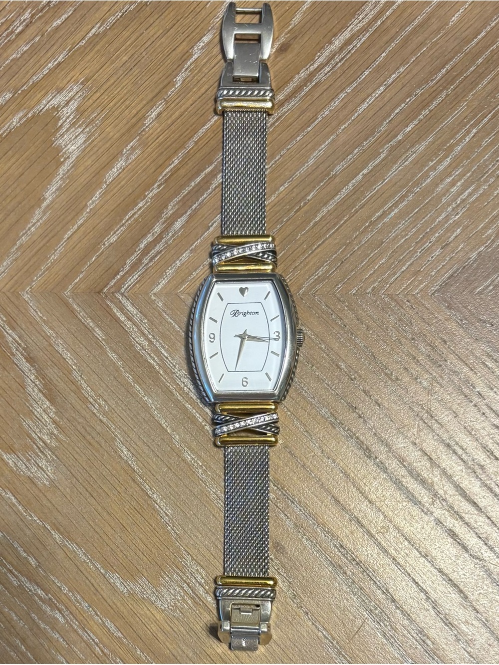 Brighton Silver and Gold Mesh Bracelet Watch with White Dial